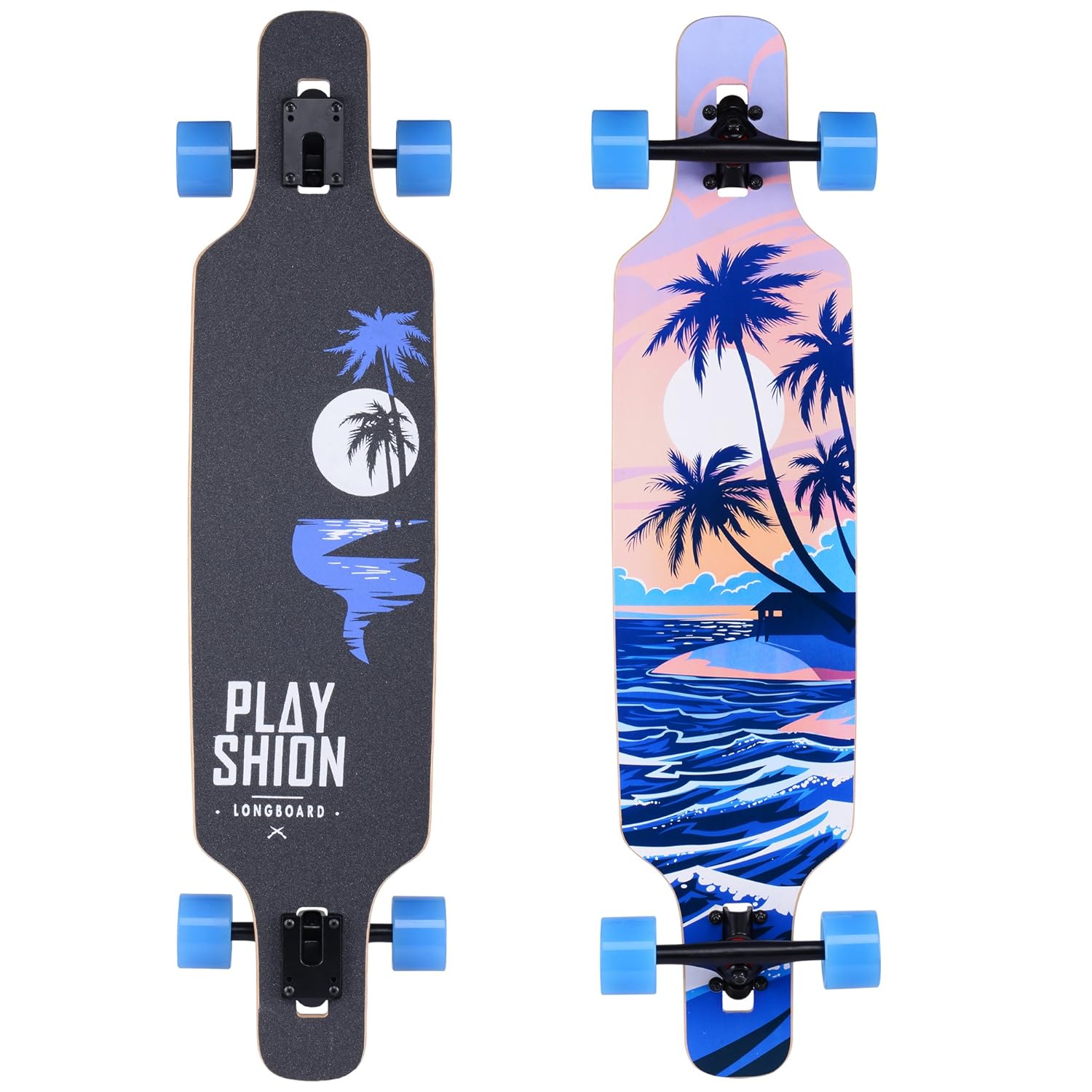 Playshion 39 Inch Drop Through Freestyle Longboard Skateboard Cruiser
