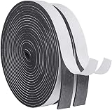 GUKOY Draught Excluder Self Adhesive Foam Tape 20mm x 3mm 2 Rolls 10m Black