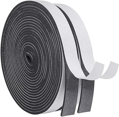 GUKOY Weather Stripping Self Adhesive Foam Tape 25mm x 3mm 10m Black 2 Rolls