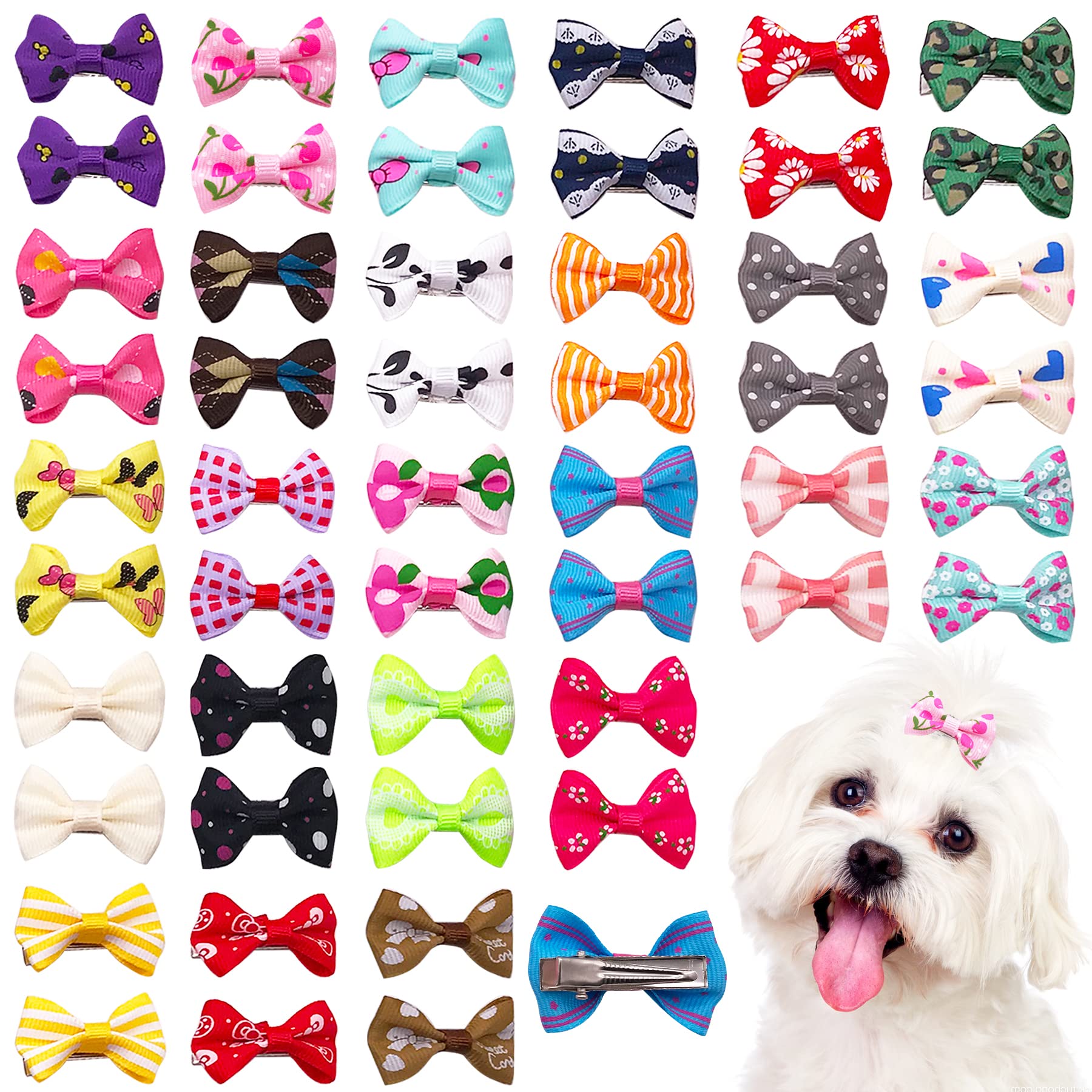 BIPY 25Pair Pet Hair Bows with Clip Small Dog Cat Puppy Topknot Assorted Grooming Product Color Random — image 1