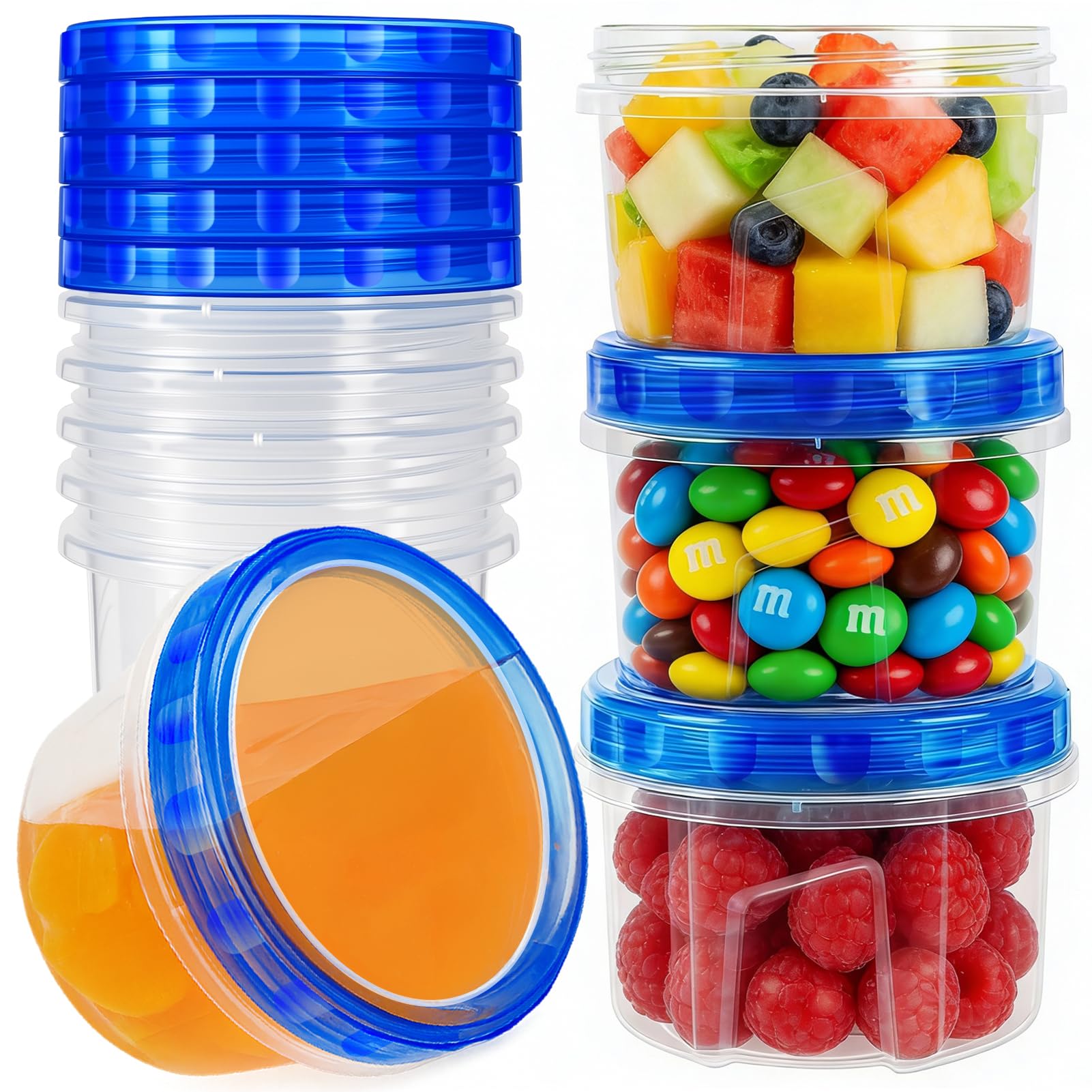 Photo 1 of 10 Pack 17oz Reusable Freezer Storage Containers with Twist Top Lids Airtight, Clear Plastic Food Storage Meal Prep Containers for Leftover Lunch Fruit Salad Oats, Small Soup Container Microwave Safe