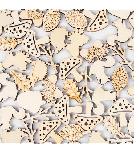 Aazon.co: EXCEART 200pcs Unfinished Wood Cutout Set Rustic Wood...