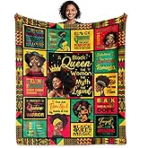 African American Black Gifts for Women, Afro-American Girl Woman Gifts Blanket 60"x50", Black Girl Lady Birthday Gift, Encouragement Inspirational Black Queen Gift Ideas for Juneteenth Christmas