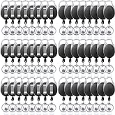 Yaomiao 100 Pack Retractable Badge Holder Reel with Clips Heavy Duty ID Card Holder Reels Bulk with Key Ring for Office Worker Doctor Nurse Employee School Students (Black)