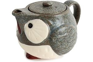 Mino ware Japanese Pottery Teapot Kyusu Owl Shape made in Japan (Japan Import) CPK101 (Stone Charcoal)