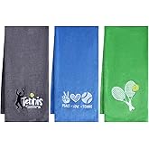 VitalCozy 3 Pcs Tennis Towel Cotton 30x14 Inch Embroidered Sports Towel Funny Tennis for Women Men Sports Player Fitness Accessories