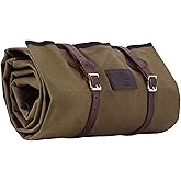 1844 Helko Werk Handmade Waxed Canvas Cowboy Bedroll - Camping Bed Roll with Leather Straps and Zipper - Waterproof Waxed Canvas Portable Bed - Packable Sleeping Bag (Bedroll Olive) #F8761O