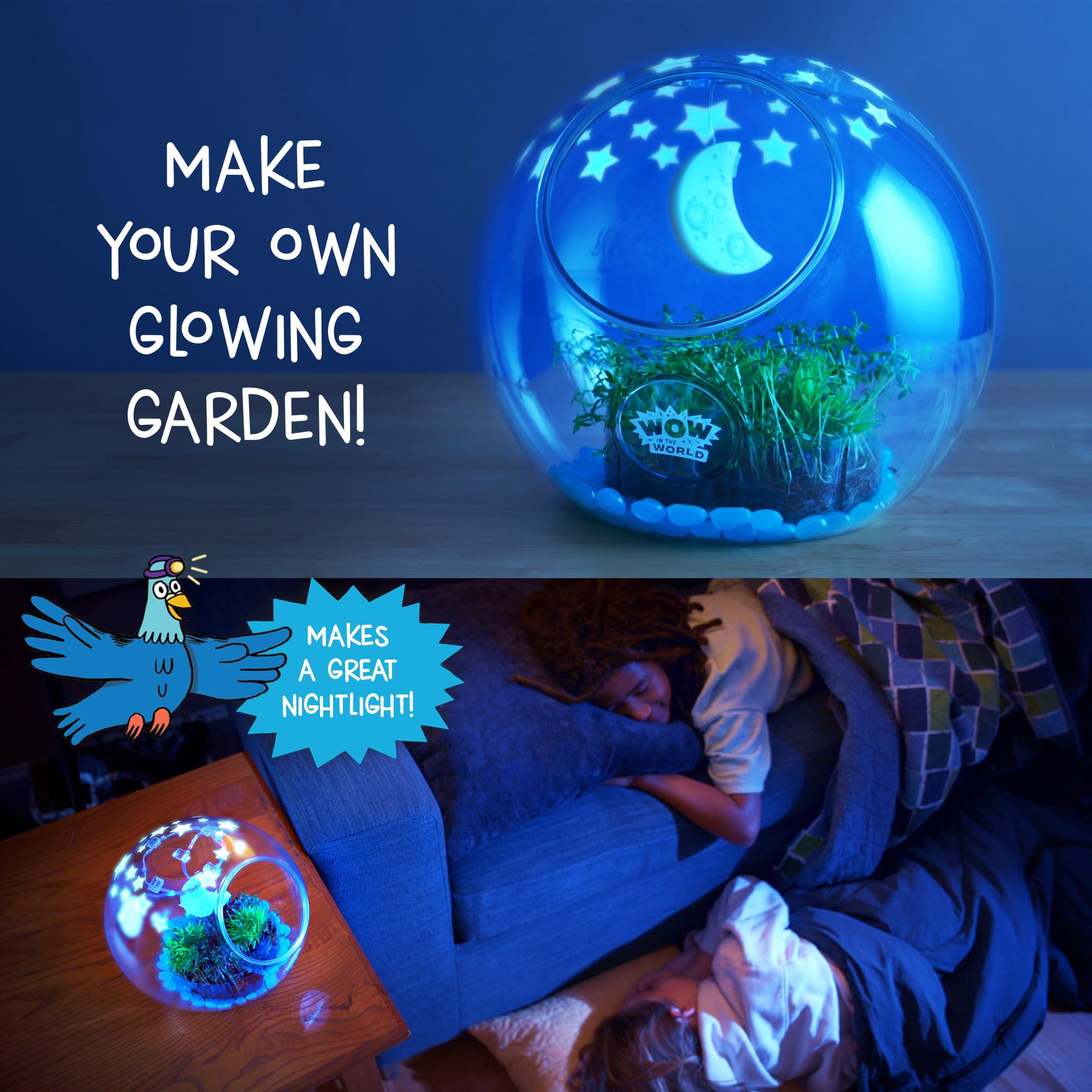 Wow in The World Light-UP Terrarium | Grow Plants, Decorate Your Terrarium, Glow-in-The-Dark, UV Lights, Companion Audio Content, Bonus Reusable Science Tool, STEM Toy for Kids 6+ by Thames & Kosmos