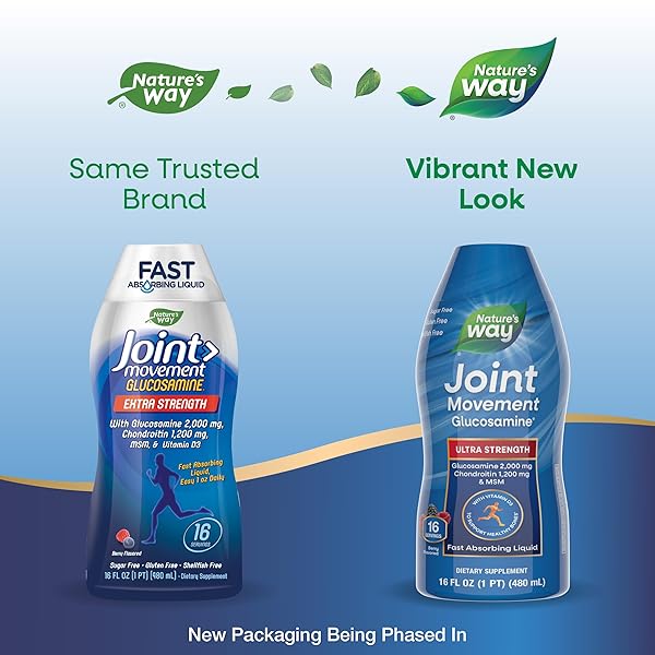 NATURE’S WAY ULTRA-STRENGTH JOINT MOVEMENT GLUCOSAMINE LIQUID, GLUCOSAMINE, CHONDROITIN, MSM WITH VITAMIN D3 & HYALURONIC ACID, FAST-ABSORBING LIQUID, JOINT SUPPORT SUPPLEMENT*, BERRY FLAVORED, 16 OZ
