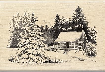 Amazon Com Inkadinkado Snowy Winter Cabin Wooden Christmas Stamp