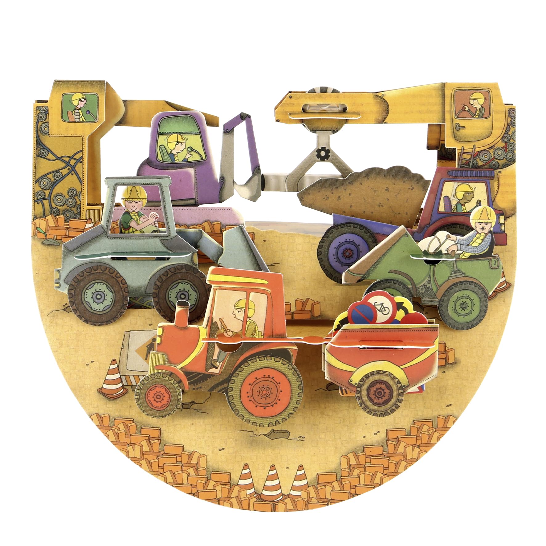 SANTORO Popnrock, 3D Pop Up Greeting Card - Tractors And Diggers Card | For Him, For Dad, Boys, Fathers Day, Birthday | Construction, New Project, Building