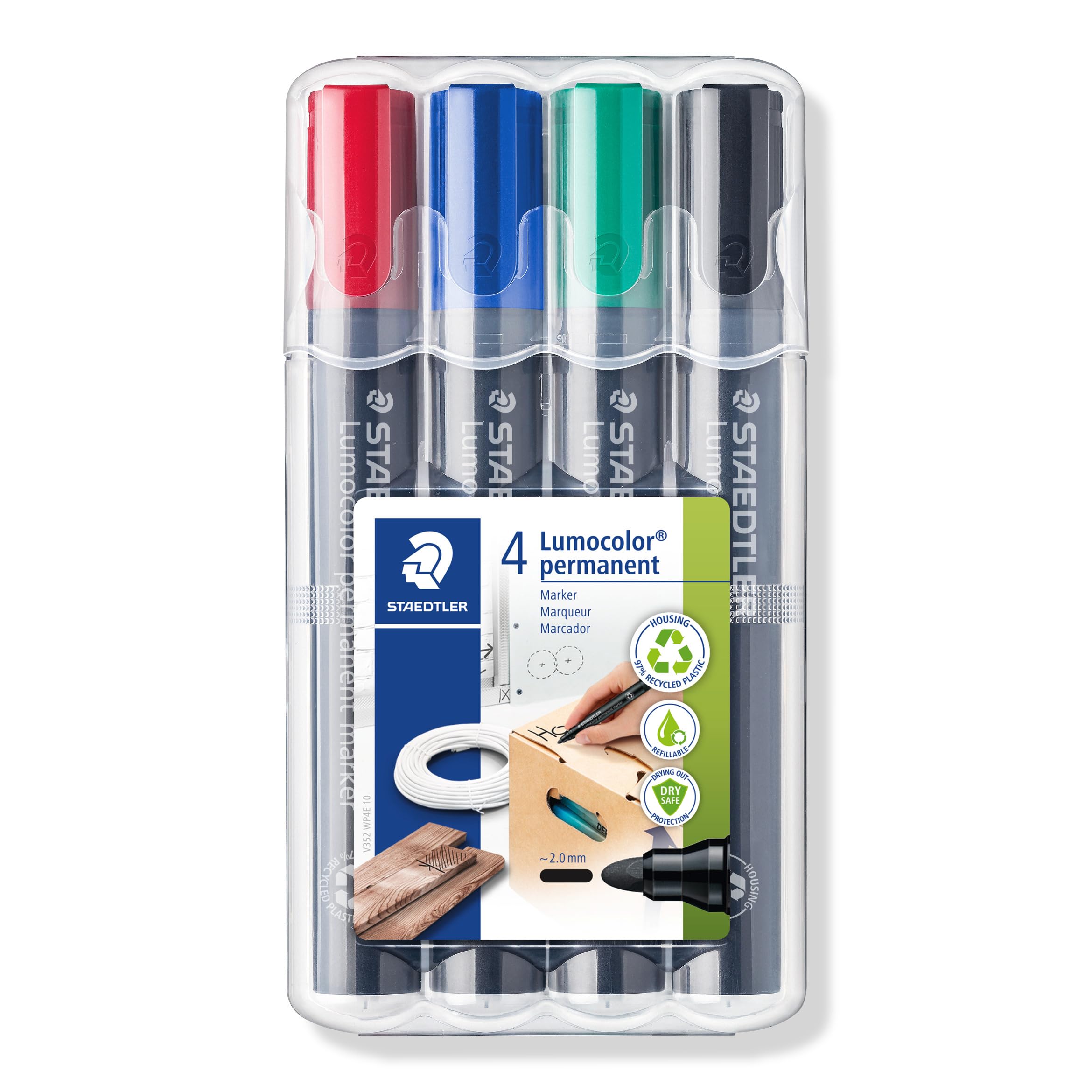 STAEDTLER Lumocolor Permanent Marker Box 4 colours