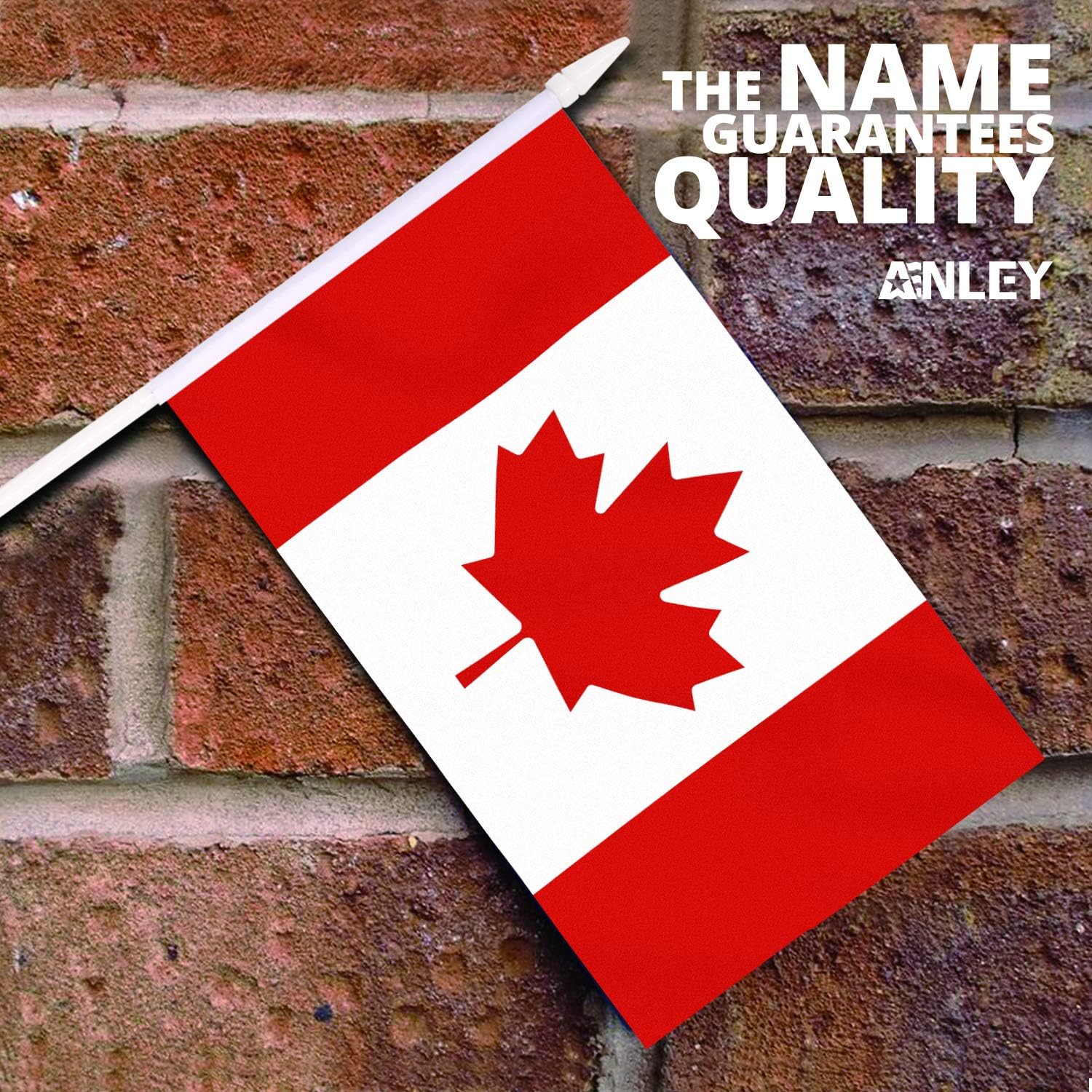 Canada Stick Flag, ANLEY Canadian 5x8 inch (12 X 20cm) HandHeld Mini Flag With 12" (30cm) White Solid Pole - Image 3