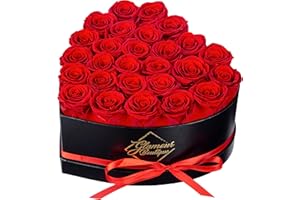 GLAMOUR BOUTIQUE 27 Preserved Roses in a Heart Box - Flowers Forever Valentine's Day, Roses Forever for Women, Roses Forever in a Box, Birthday Gifts for Her, Red