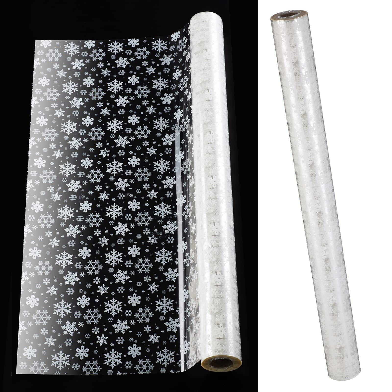 100m x80cm Clear Cellophane Wrap Florists Flowers, 2.5 Mil Cellophane Roll Hampers Gifts Wrapping Gift for Fruit Bouquet Craft Basket Sweet with Snowflake Folding Type