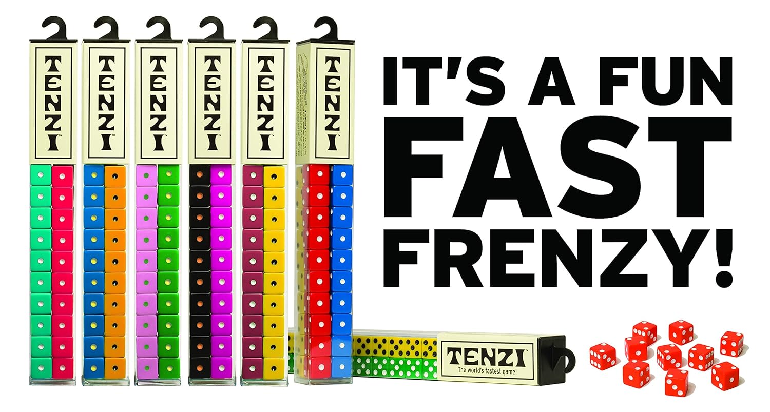 TENZI Dice Party Game A Fun, Fast Frenzy for The Whole Family 4 Sets of 10 Colored Dice with