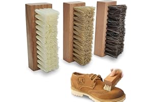 KT DEALS Small Shoe Cleaning Brush Set of 3 Brushes with Nylon, Boar and Horsehair Bristles, Wooden Sneaker Cleaner Brushes for Leather, Suede, Canvas, Textile, Bags and Accessories (3)