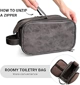 Elviros Water-Resistant PU Leather Toiletry Bag Dark Grey 12 x 6.5 x 6.9 in view 5