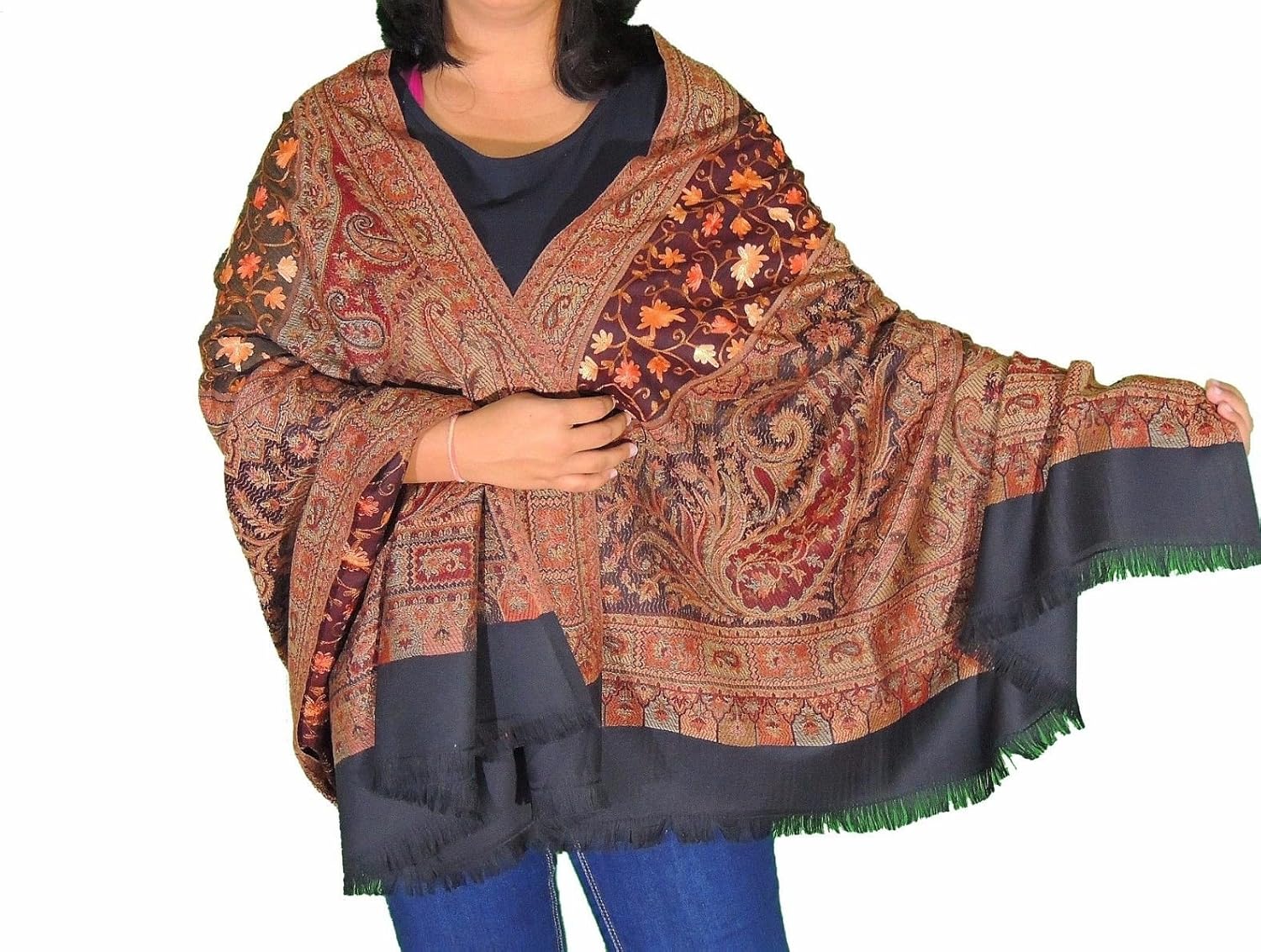 shawl for maroon dress