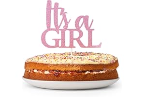 Baby Pink It's a Girl Cake Topper, Double Sided Glitter, Baby Shower, Gender Reveal Decor