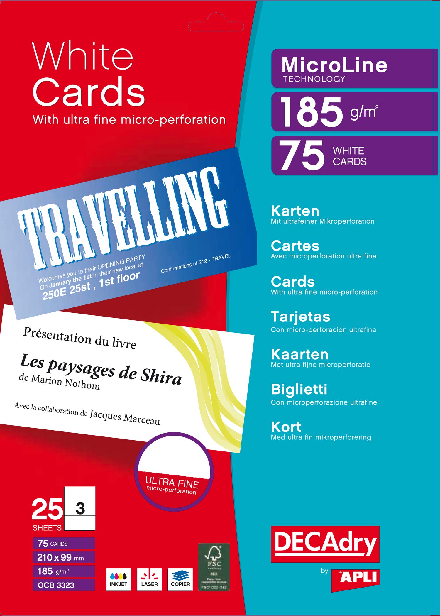 Agipa Business Cards 185 g 21 cm x 9.9 cm Micro-Perforated Pack of 75