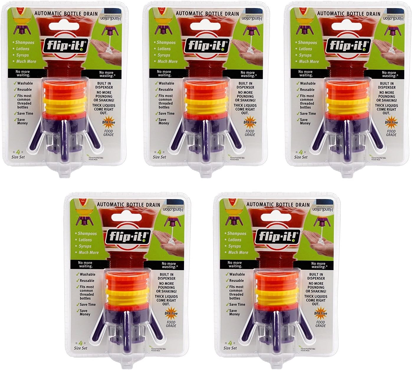 Flip-It FL4X1AP5 Bottle Empyting Kit, Kitchen/All Purpose, 5-Pack