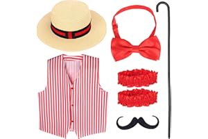 Kyson 6 Pieces Barbershop Quartet Costume-Carnival Barker Costume-Vintage Circus Costume-1920s Roaring Costume for Adult