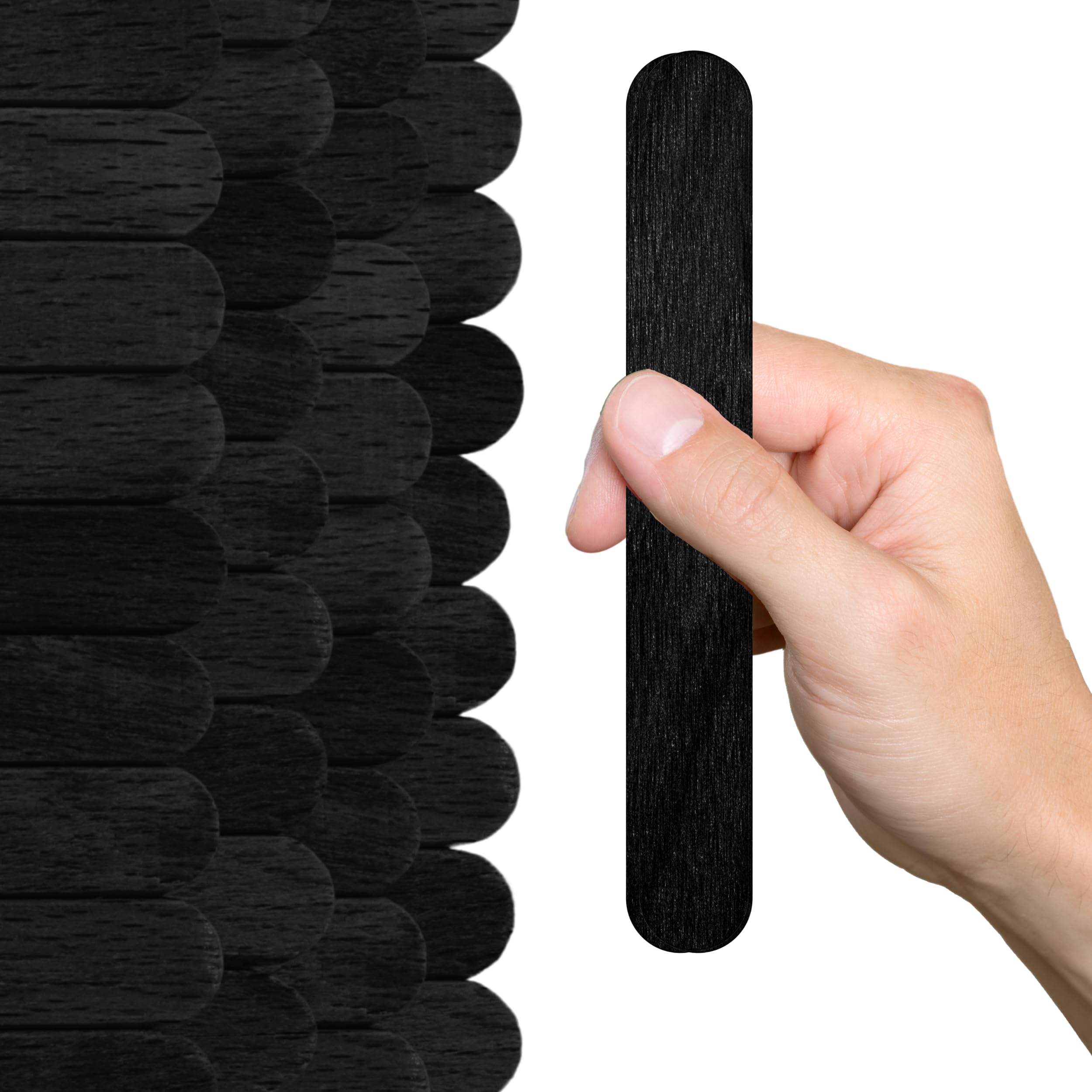 Photo 1 of 200PCS Black Wood Craft Sticks 6 Inch – 0.66" Width x 6" Length Black Craft Sticks for DIY Jumbo Popsicle Flat Rods Wide Wax Flat Wooden Supplies