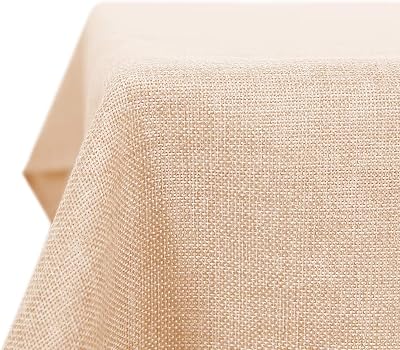 Deconovo Modern Linen Effect Tablecloth 140 x 240 cm Light Yellow