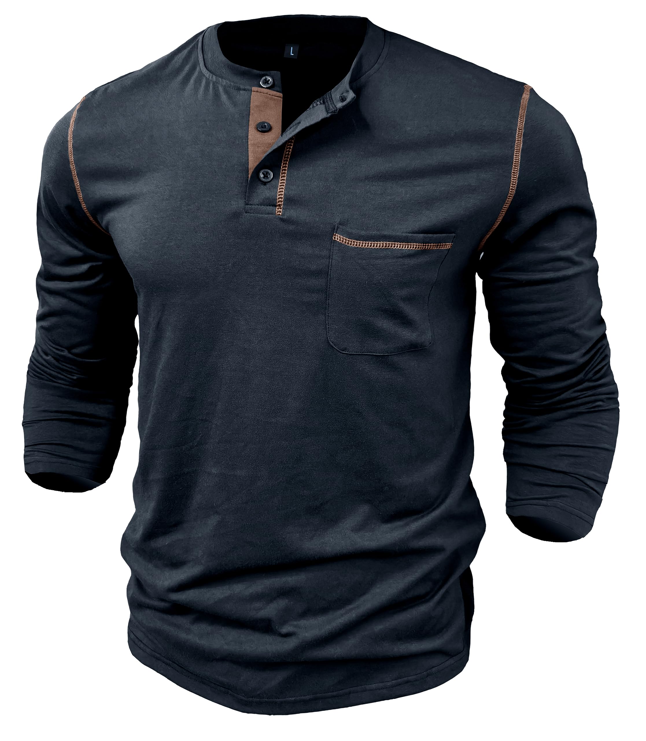 Ophestin Men's Henley Shirts Long Sleeve T Shirt Casual Fashion Shirt Buttons Tee Top