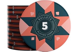 Bullets Playing Cards - Paulie Deluxe Ceramic Poker Chips - Durable & Versatile Casino-Quality Design for Professional Poker, Tournaments, & Home Games - Set of 25 with Value 5 - Orange
