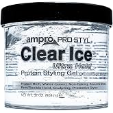 Ampro Pro Styl Clear Ice Styling Gel - Protects and Strengthens Your Strands - Non-Flaking, Alcohol Free, Vegan Formula - Flexible, Touchable Hold for All Hair Types - 32 oz