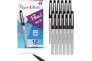 Paper Mate Flair Felt Tip Pens Ultra Fine Point (0.4mm) Black 12 Count perfect for precise and expressive writing