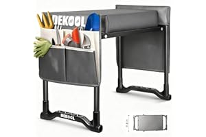 Dekool Garden Kneeler and Seat with Upgraded Wide & 3" Thick Kneeling Pad, Heavy Duty Garden Stool with 2 Large Tool Bags, Portable Bench for Planting, Weeding, Gardening Gifts for Women, Men, Seniors