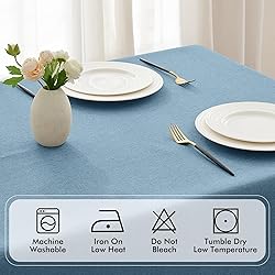 MIULEE Stone Blue Thick Polyester Linen Rectangle