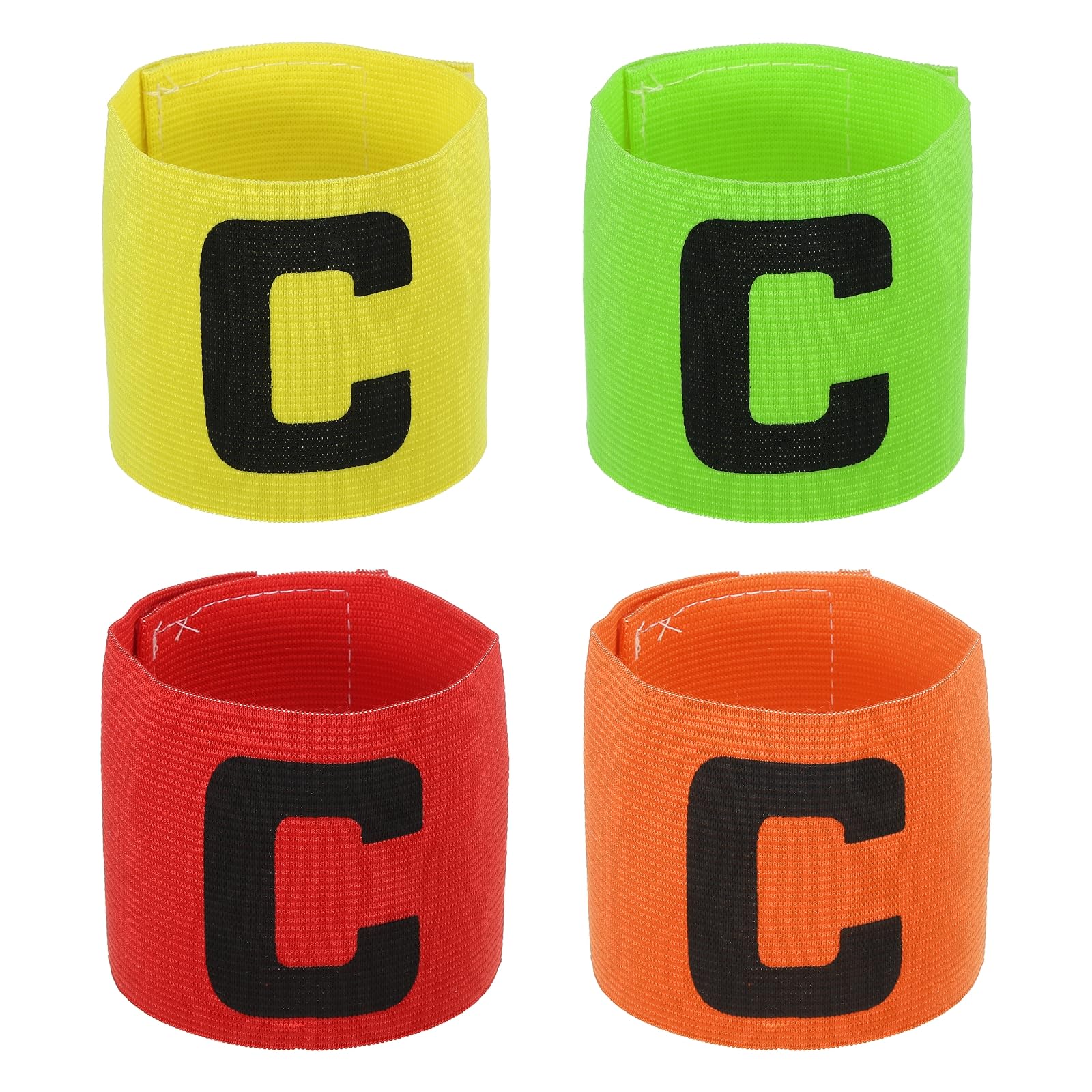 PATIKIL Captain Armband, 4 Pack Adjustable Elastic Soccer Captain's Arm Band for Outdoor Football Training Team, Multicolor