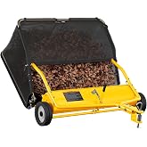 48" Lawn Sweeper Tow Behind, Leaf and Grass Collector, 25.16 Cu. Ft. Hopper | Pull Behind Lawn Sweeper with Heavy-Duty Design,Adjustable Brush Height Lever and Dumping Rope, Lawn and Yard Cleanup Tool