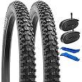 YUNSCM 2-PCS 24\" Off Road Bike Tires 24x2.125/57-507 60TPI And 24\" Bike Tubes Schrader Valve Compatible With Mountain Bike 24x2.0 24x2.10 24 X 2.125 24x2.15 Bicycle Tires And Tubes (Y-412