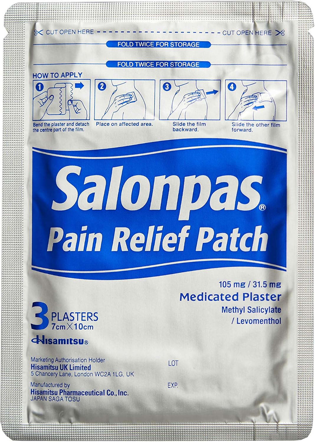 Salonpas Pain Relief Patch - 3 Pack - Medicated Plaster for Joint & Muscle Pain, 3735003, Beige, 3 Count (Pack of 1) - Image 4