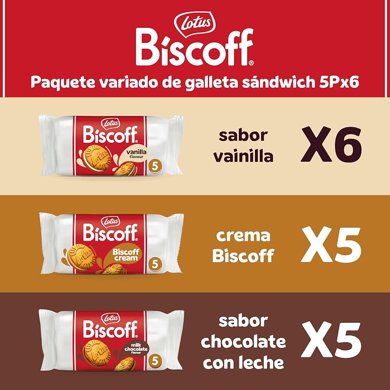 Lotus Biscoff Galletas Sándwich Paquete Variado | 3 Sabores | 16x50g (800g)