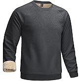 Cavva Mens Sweatshirt Sherpa Lined Long Sleeve Shirts Warm Thick Fleece Crewneck Pullover Thermal Tops Winter