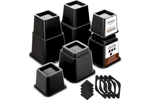 Utopia Bedding Adjustable Bed Furniture Risers - Elevation in Heights 3, 5 or 8 Inch Heavy Duty Risers for Beds - Supports up