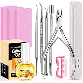 MORGLES Nail File and Buffer Blocks with Nail Care Kit | 13 Pcs Manicure Kit for Women, with Milk and Honey Cuticle Oil, Cuticle Trimmer Set