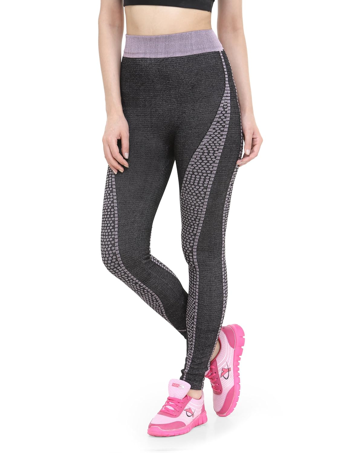 camey women's cotton stretchable yoga pants (lt55_new.peach, black, free size)