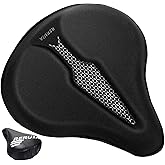 RERUIA Bike Seat Cover Wide Comfortable - Bicycle Seat Cushion Soft Memory Foam Padded Large Exercise Saddle Cover Replacement for Men Women Seniors Indoor Outdoor Cycling, 11 X 10 Inches