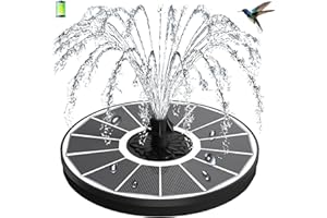 GAIZERL 3.5W Solar Fountain with 2000mAh Battery - Work On Cloudy Days - Upgrade Glass Panel Solar Bird Bath Fountain, Hummingbird Water Feature Pump with 7 Nozzles, 4 Fixed Pipes for Garden, Pool
