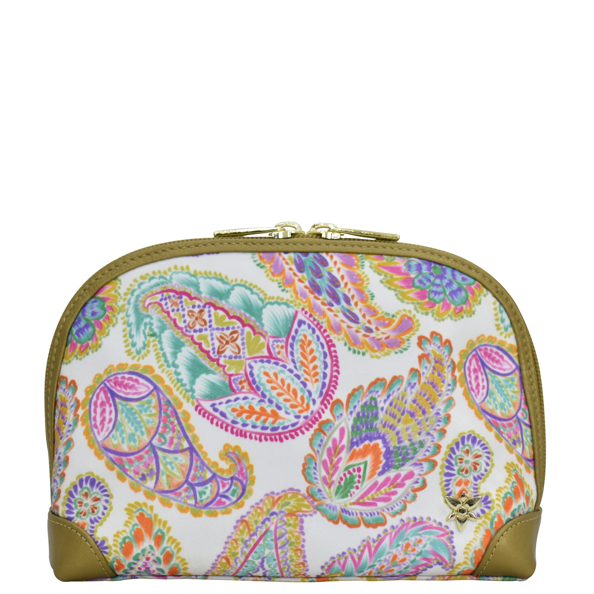 Anuschka Wanderlust Collection Dome Cosmetic Bag - Fabric Cosmetic Pouch for Women - Boho Paisley