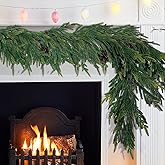 Christmas Garlands w/Pinecones 6 Ft, Artificial Norfolk Pine Garlands, Real Touch Winter Garland, Xmas Realistic Greenery Garland for Table Wall Fireplace Stair Indoor Outdoor Holiday Christmas Decor