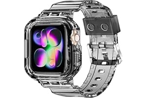 XYF Compatible for Crystal Clear Apple Watch Bands, 49mm 46mm 45mm 44mm 42mm 41mm 40mm 38mm Bumper Case for Men Women Jelly S