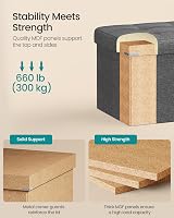 SONGMICS MAZIE Storage Ottoman Bench 110 cm Folding Foot Rest Dark Grey LSF80GYZ view 5